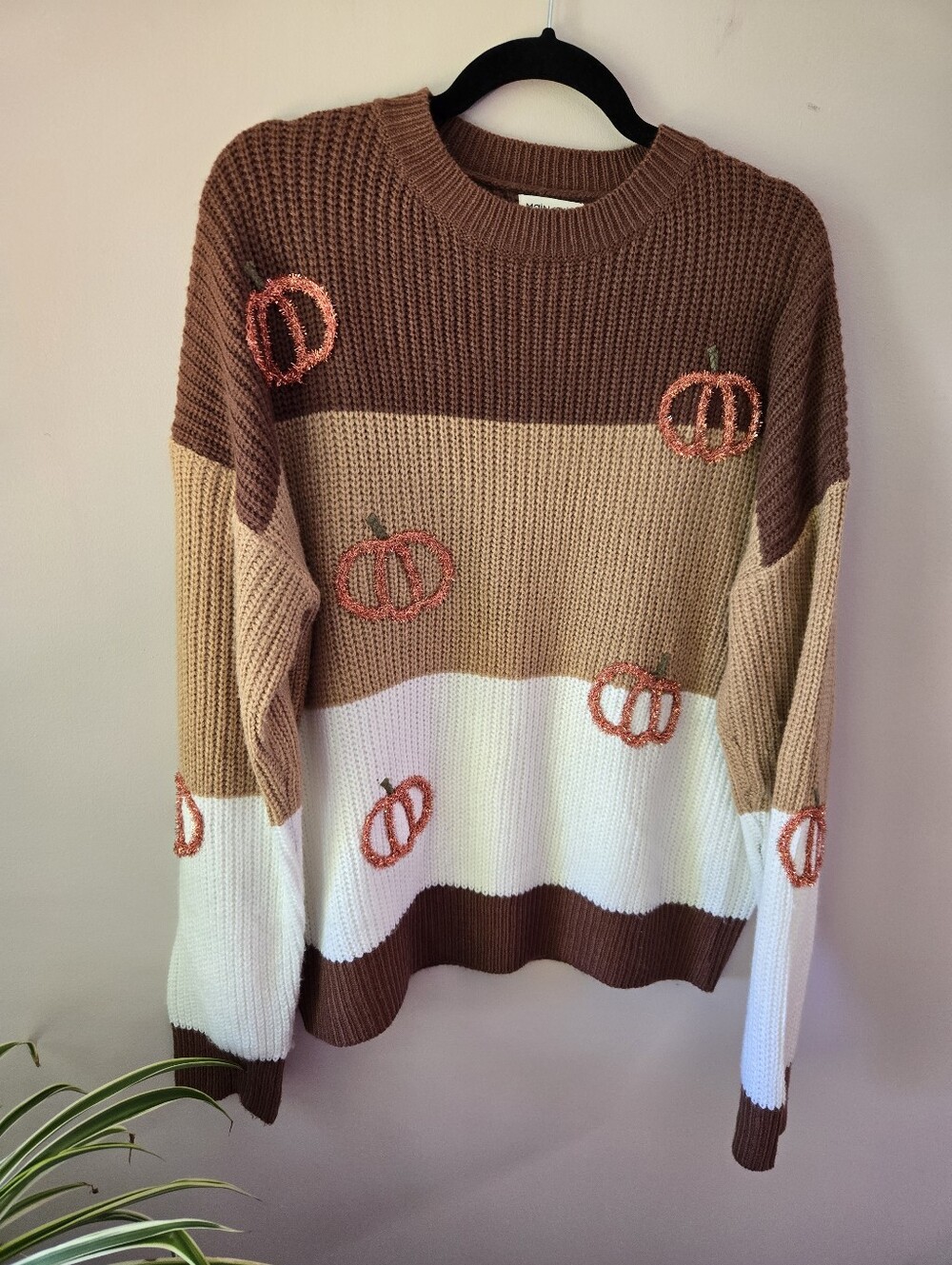 Mainstrip Pumpkin Patch Colorblock Chunky Knit Sweater 🍂